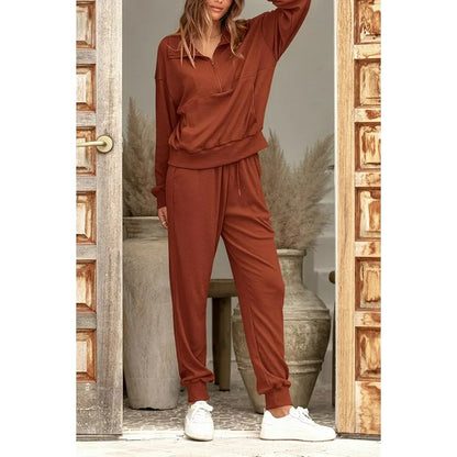 Women's 2-Piece Half Zip Sweatsuit Set with Joggers