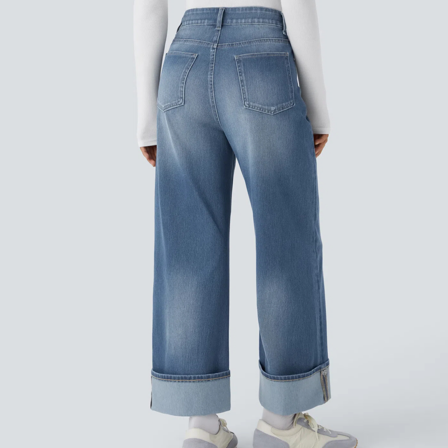 High-Waisted Stretchy Knit Cargo Jeans