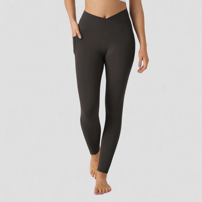 Crossover Pocket Plain Leggings