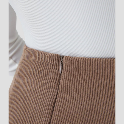 High Waisted Invisible Zipper 2-in-1 A Line Mini Corduroy Casual Skirt