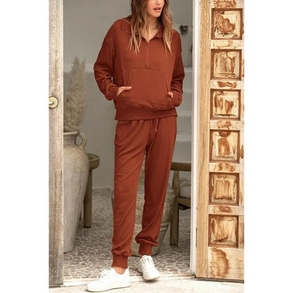 Women's 2-Piece Half Zip Sweatsuit Set with Joggers