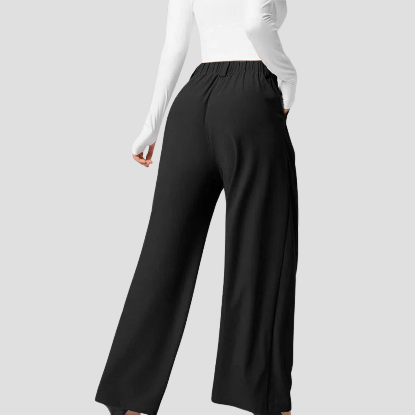 High-Waisted Plicated Wide Leg Waffle Pants