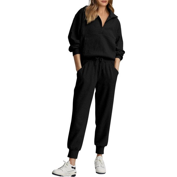 Women's 2-Piece Half Zip Sweatsuit Set with Joggers